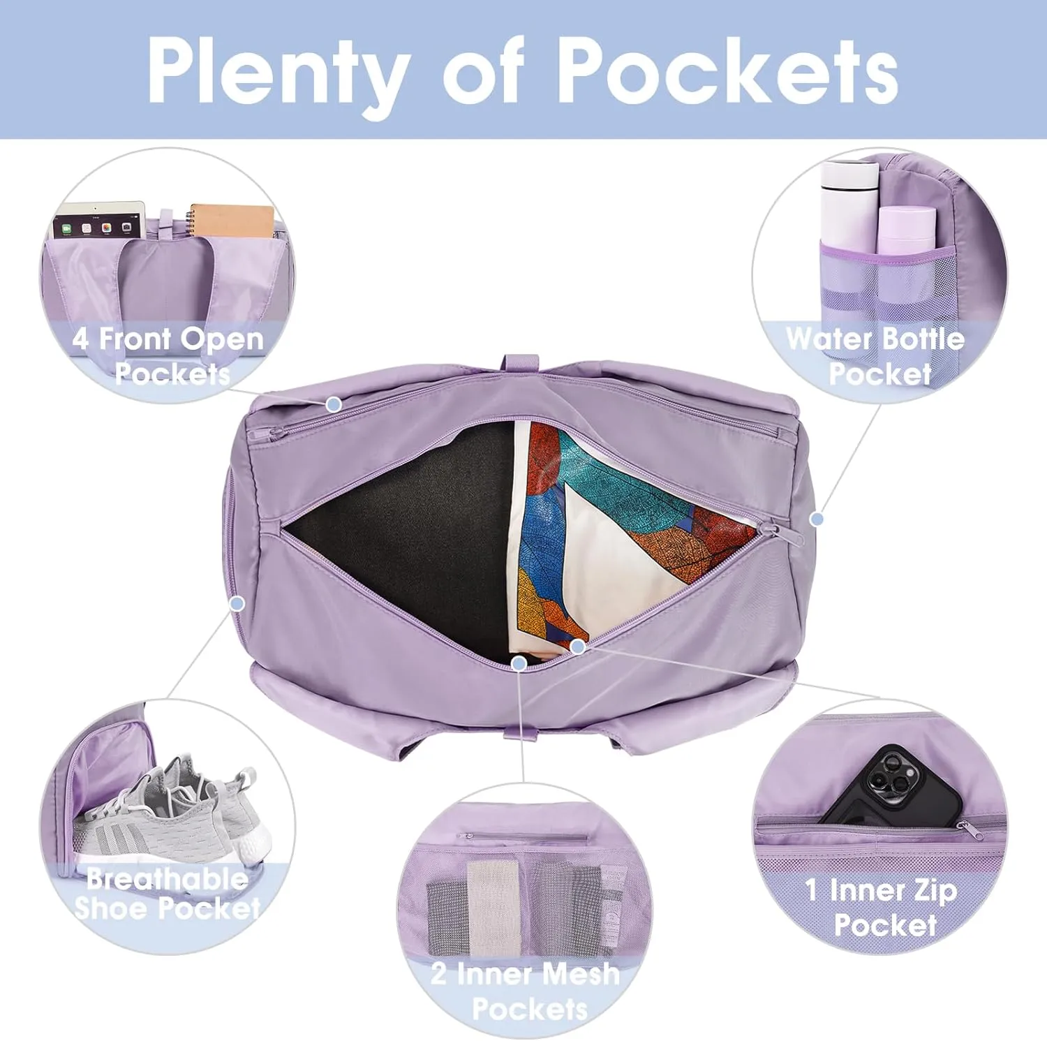 sportsnew Yoga Gym Bags for Women with Shoes Compartment & Wet Dry Storage Pockets & Adjustable Yoga Mat Holder, Patent Pending