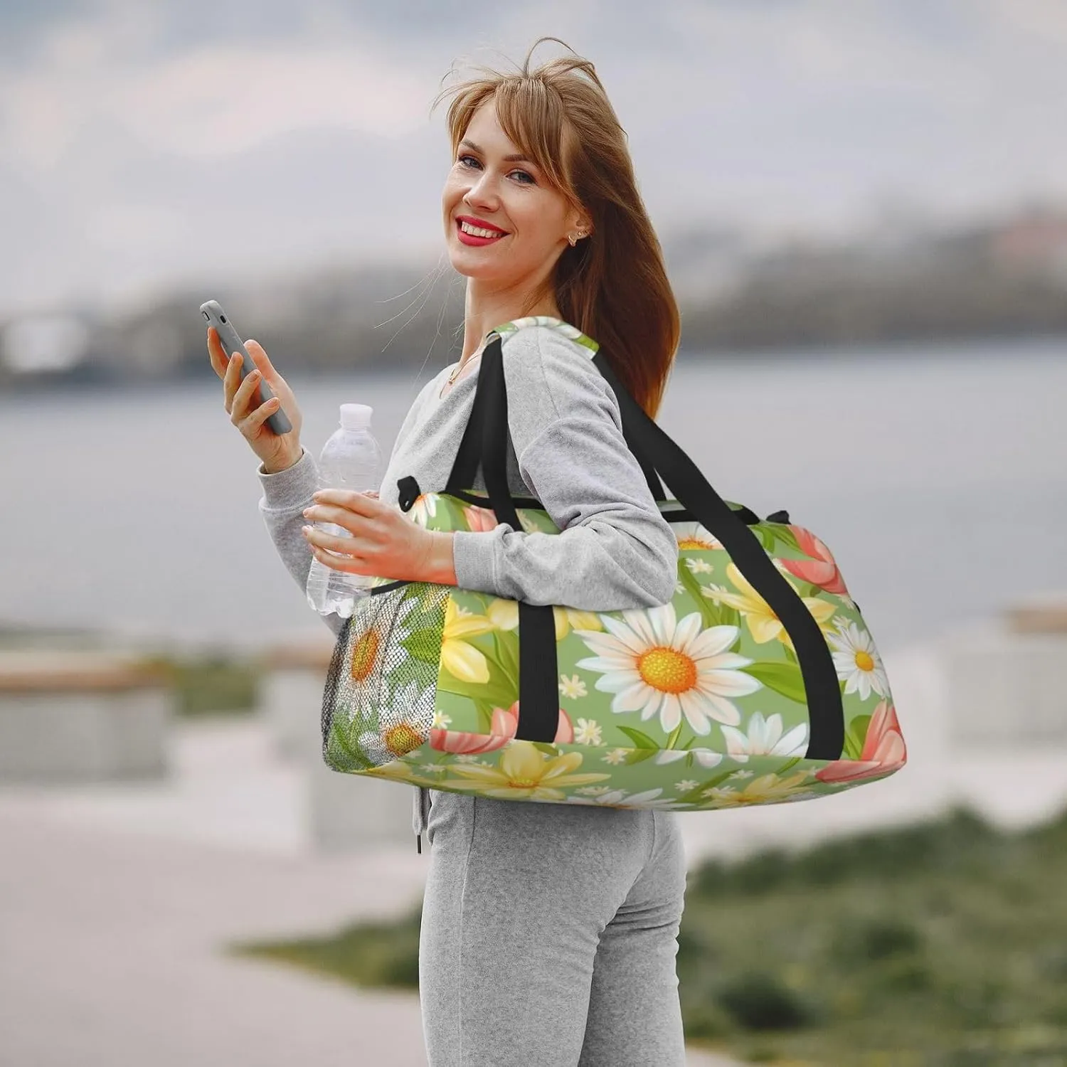 Spring Flowers Daisy Duffle Bag Foldable Travel Tote Bag Carry On Large Weekender Overnight Bags Waterproof Gym Bag For Women Men