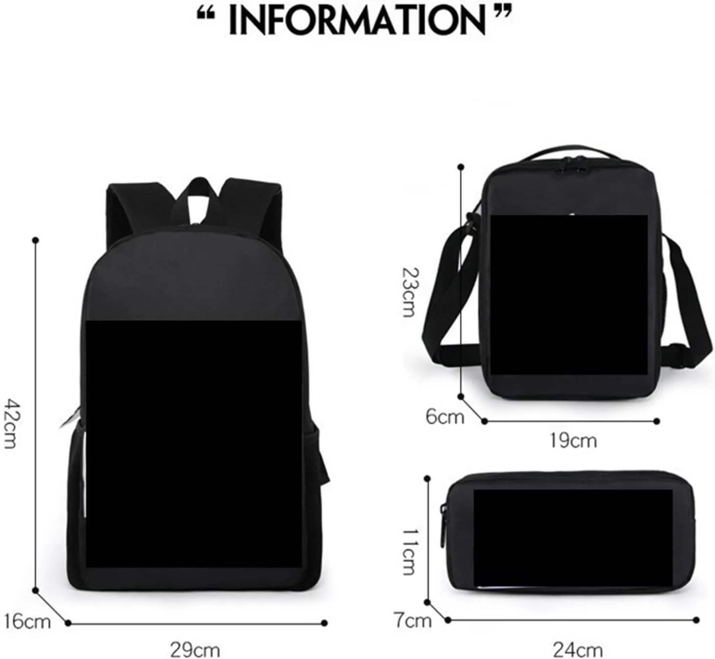 Sprunki Rhythm Box 3-Pack Backpack Gift Set - DIY School Bag, Lunch Box & Makeup Pouch, Trendy for School Travel Daily Use (styles 13)