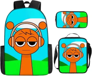 Sprunki Rhythm Box 3-Pack Backpack Gift Set - DIY School Bag, Lunch Box & Makeup Pouch, Trendy for School Travel Daily Use (styles 13)