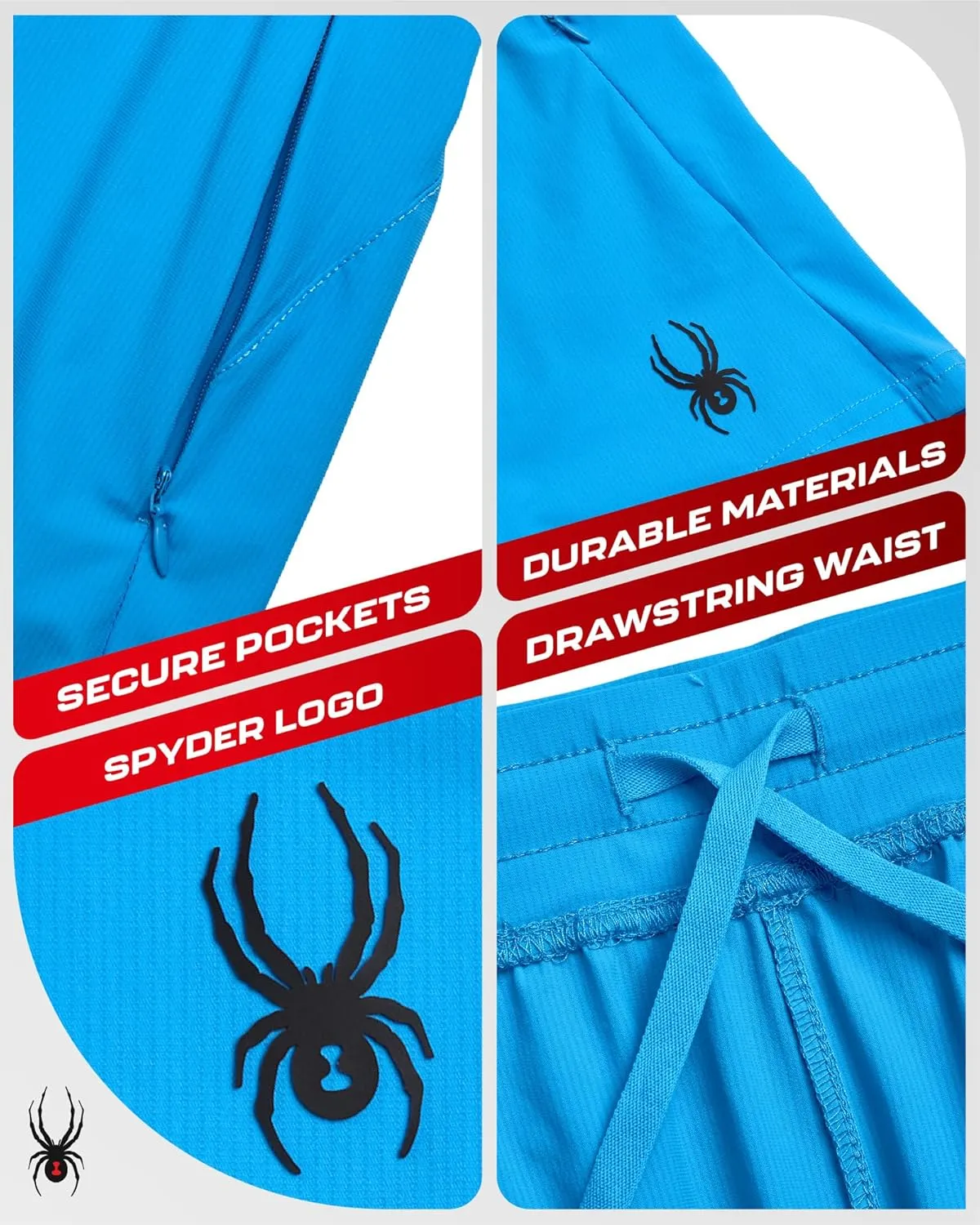 Spyder Men's Gym Shorts - Nylon Stretch 7'' Knit Active Workout Shorts with Zipper Pockets for Running, Hiking (Sizes: S-XL)