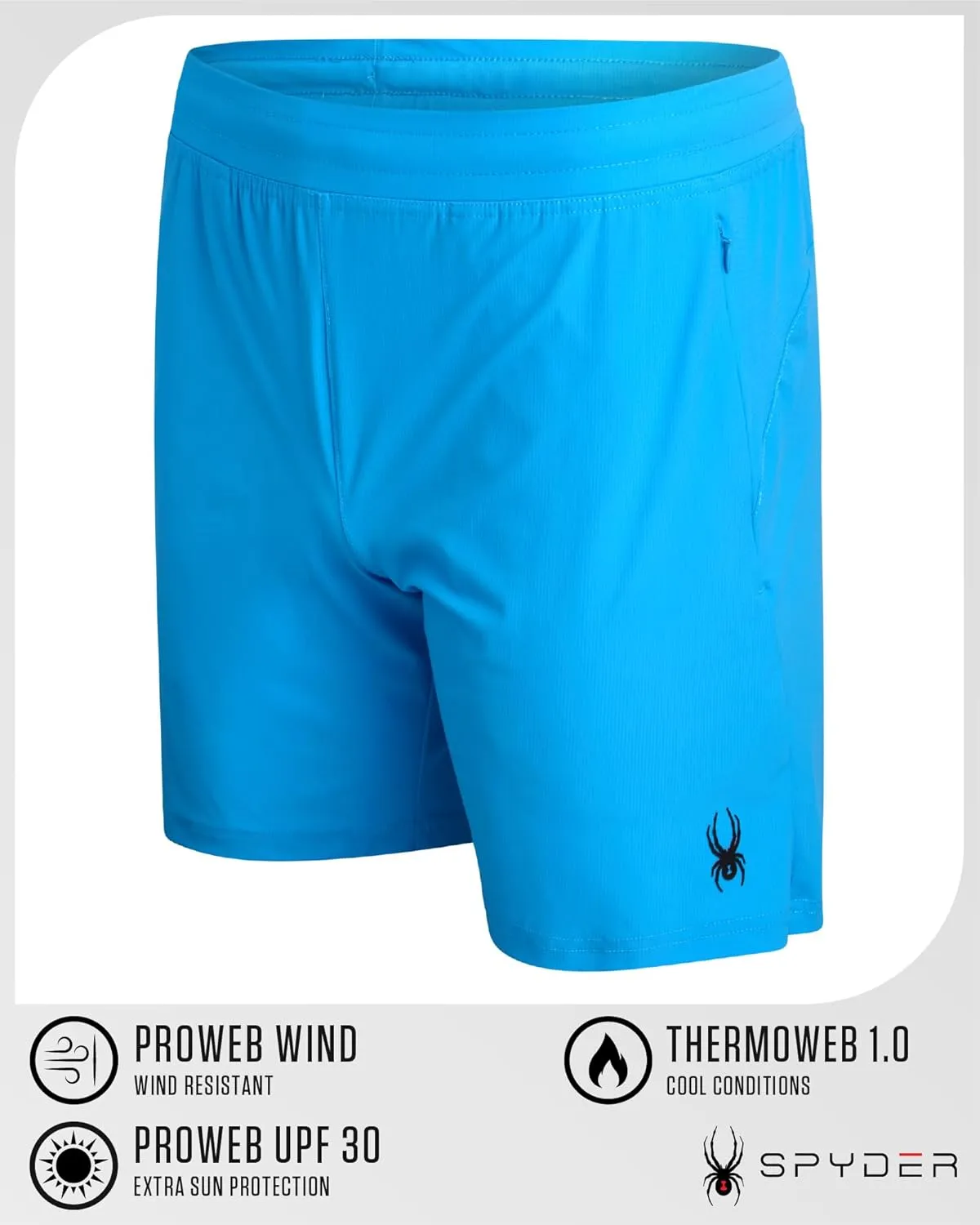 Spyder Men's Gym Shorts - Nylon Stretch 7'' Knit Active Workout Shorts with Zipper Pockets for Running, Hiking (Sizes: S-XL)