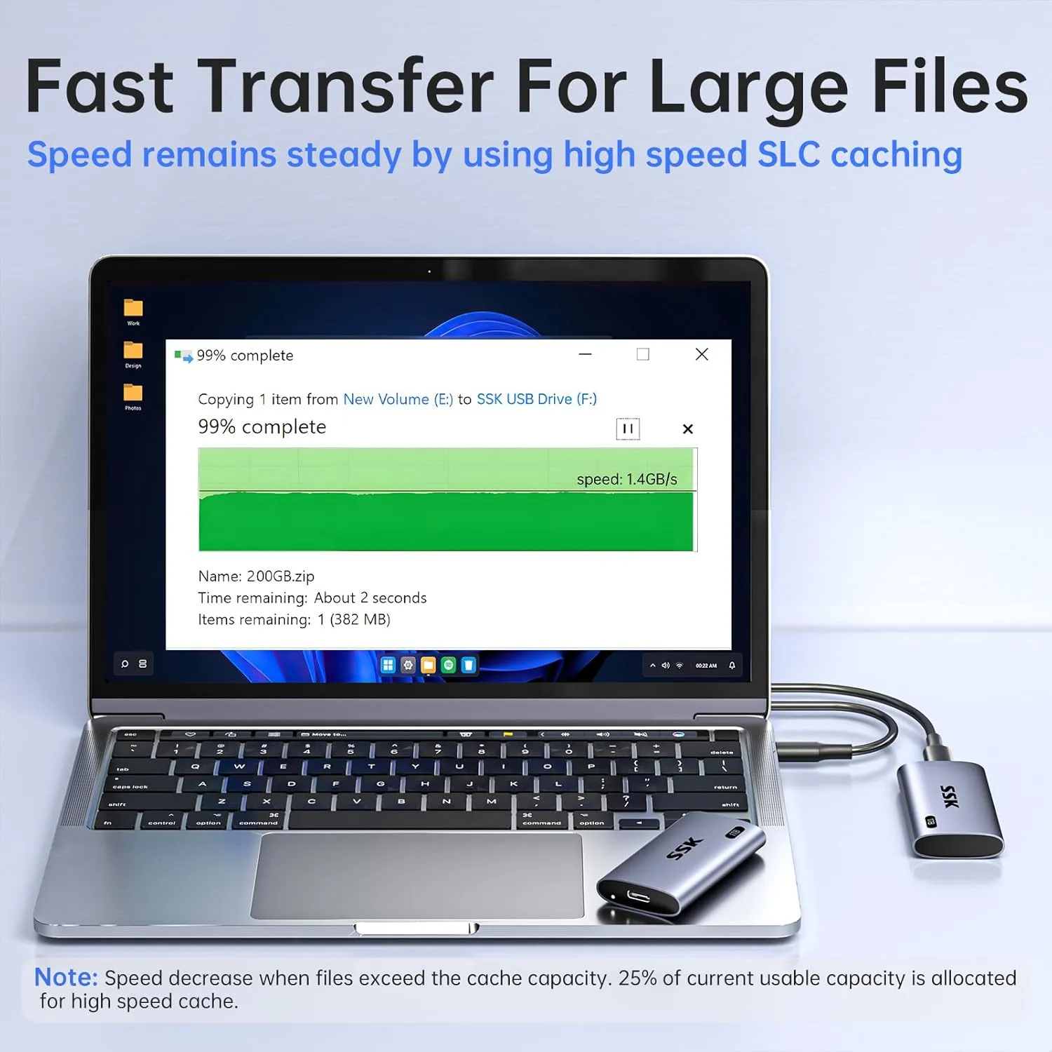 SSK Portable SSD 2TB, up to 2000MB/s External Solid State Drives, USB 3.2 Gen2X2 NVMe SSD External Hard Drive, Ultra Low Power for iPhone 15/ MacBook/Pro/OTG Phone/Laptops