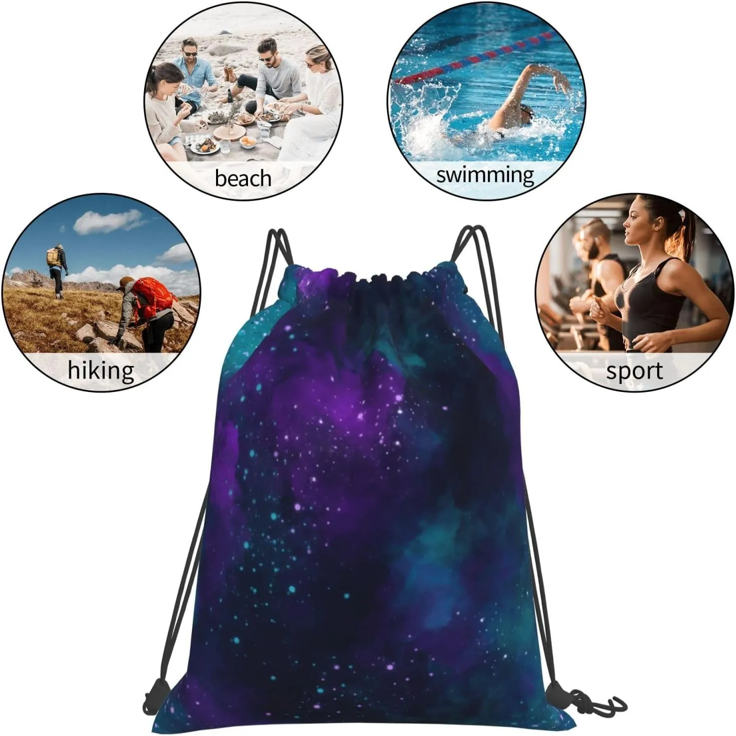 star galaxy universe Drawstring Gym Bags Sport String Bag Backpack for Hiking Yoga Travel 14 x 16 Inch