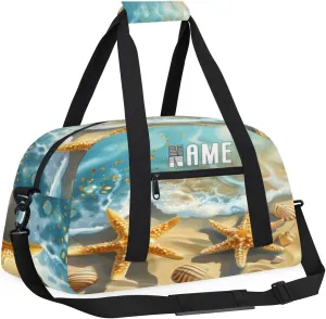 Starfish Beach Summer Backdrop Kids Overnight Bags Personalized Weekender Travel Duffle Bag for Teens,Boys Gym Carry On Maletas Para Niños,Customized Gymnastics Dance Ballet Tote for Girls