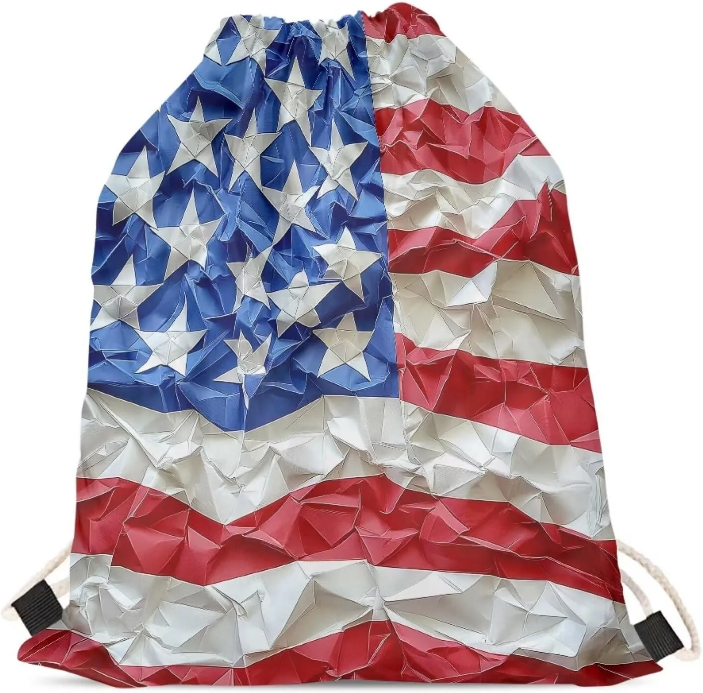 Stars Stripes Flag Drawstring Bag Beach Backpack Casual Gym Sackpack for Girls Boys Lightweight Yoga Sport Foldable Bag American Flag