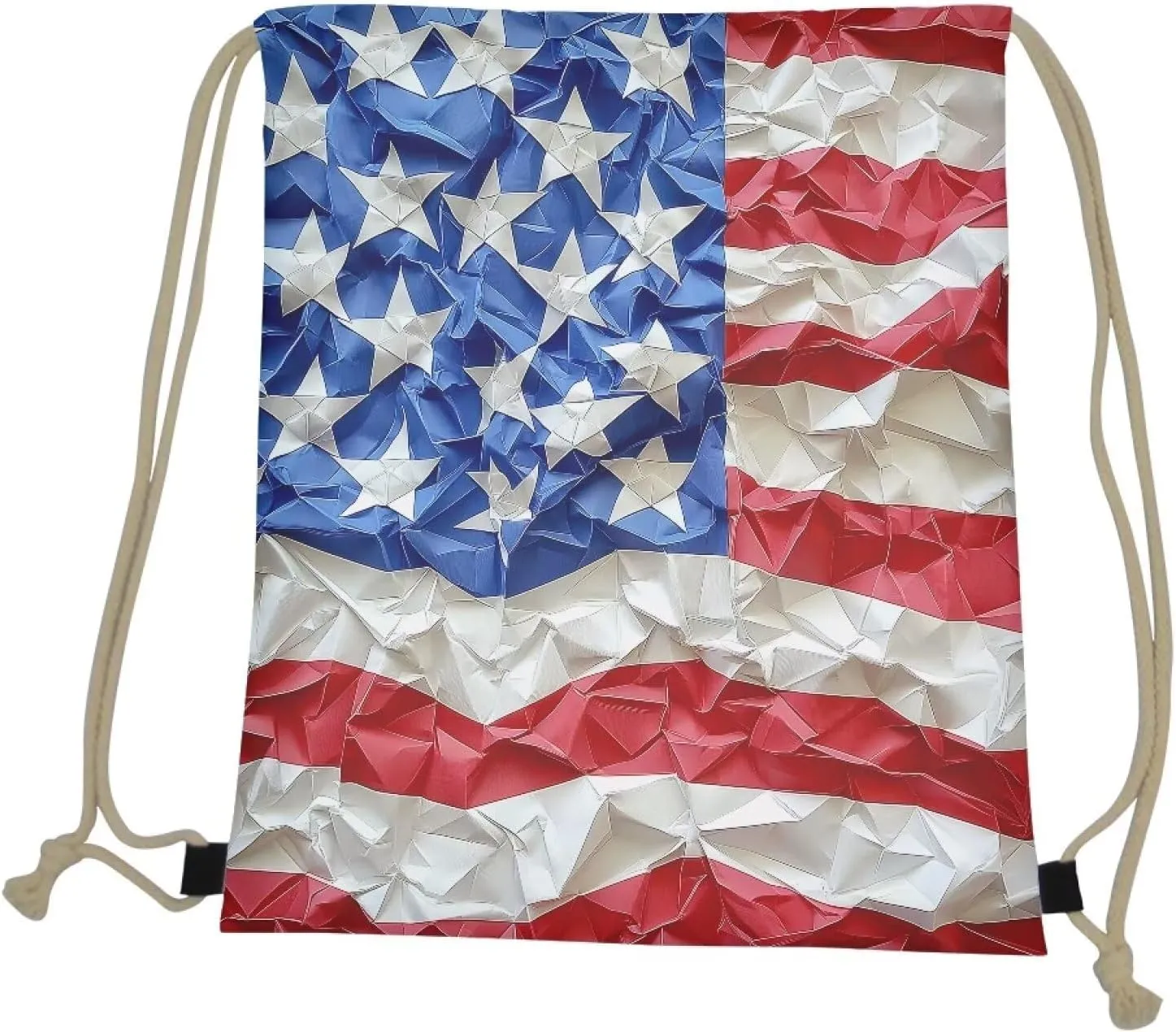 Stars Stripes Flag Drawstring Bag Beach Backpack Casual Gym Sackpack for Girls Boys Lightweight Yoga Sport Foldable Bag American Flag