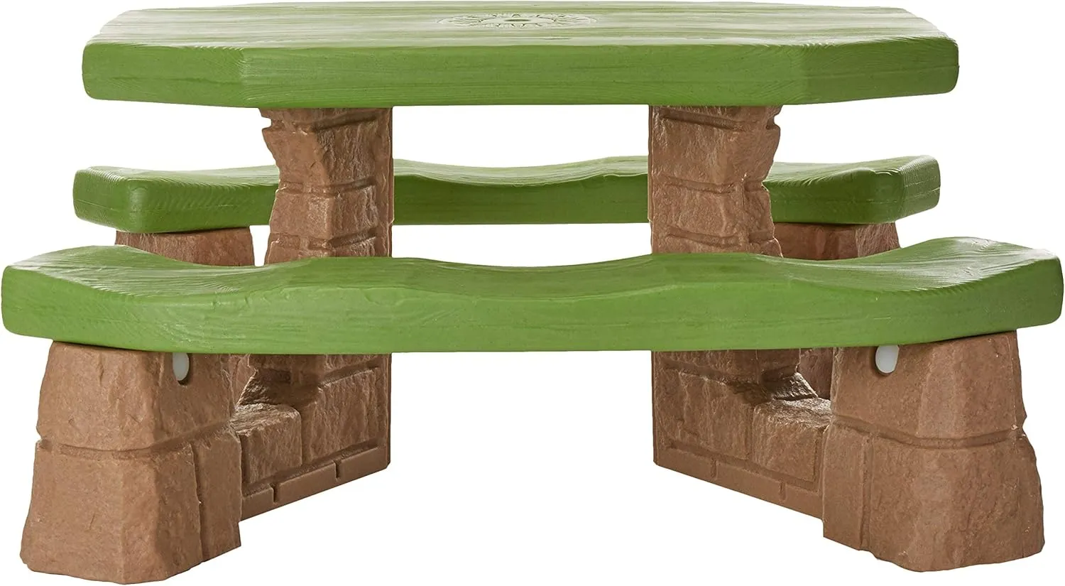 Step2 Naturally Playful Kids Picnic Table with Removeable Umbrella, Indoor/Outdoor Toys, Fits 6 Children, Made of Durable Plastic, For Toddlers 3  Years Old, Green & Leaves