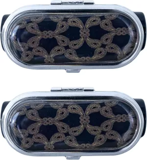 Stephanie Imports Set of 2 Clip-On Round Lipstick Mirrors (Black Paisley)