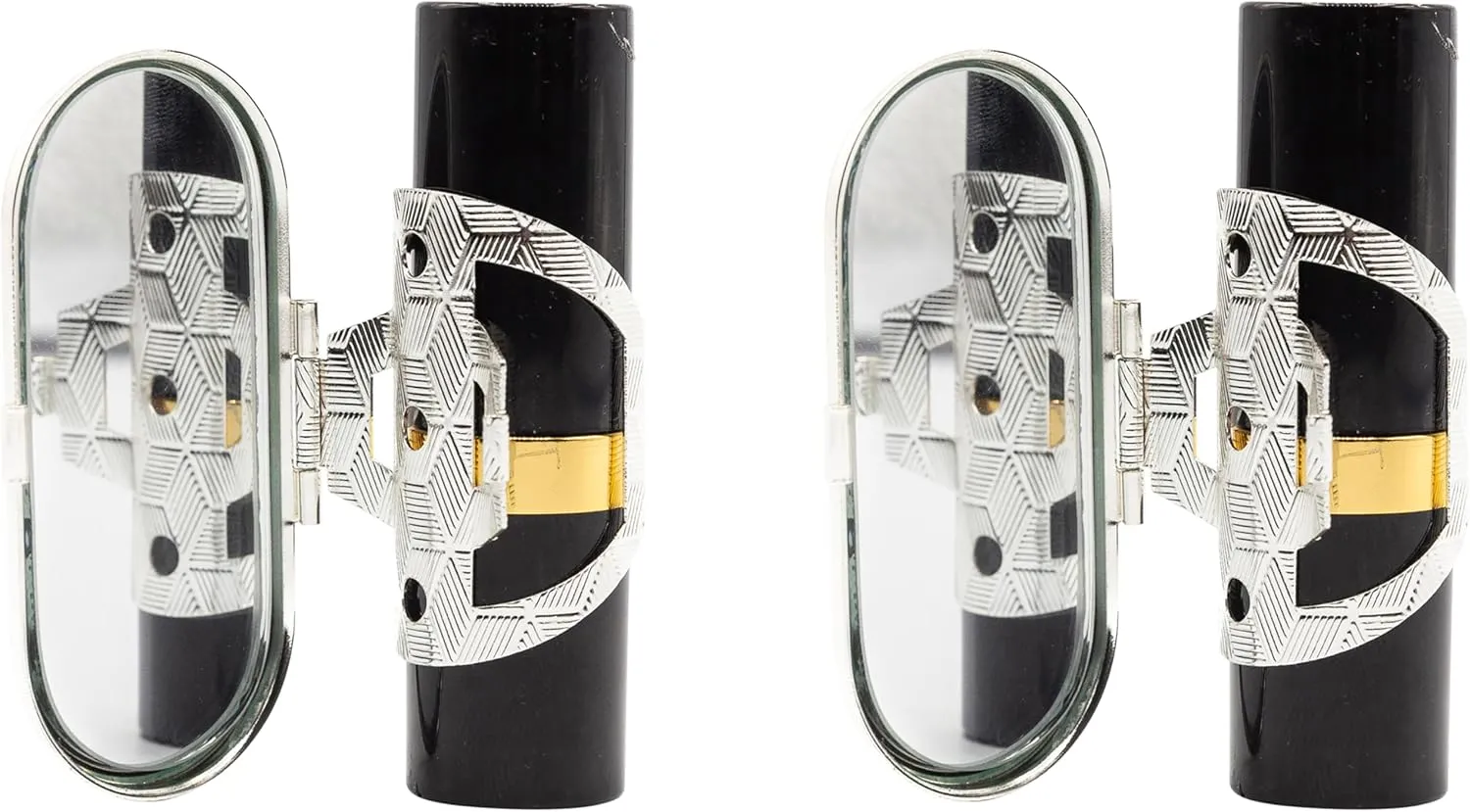 Stephanie Imports Set of 2 Clip-On Round Lipstick Mirrors (Black Paisley)