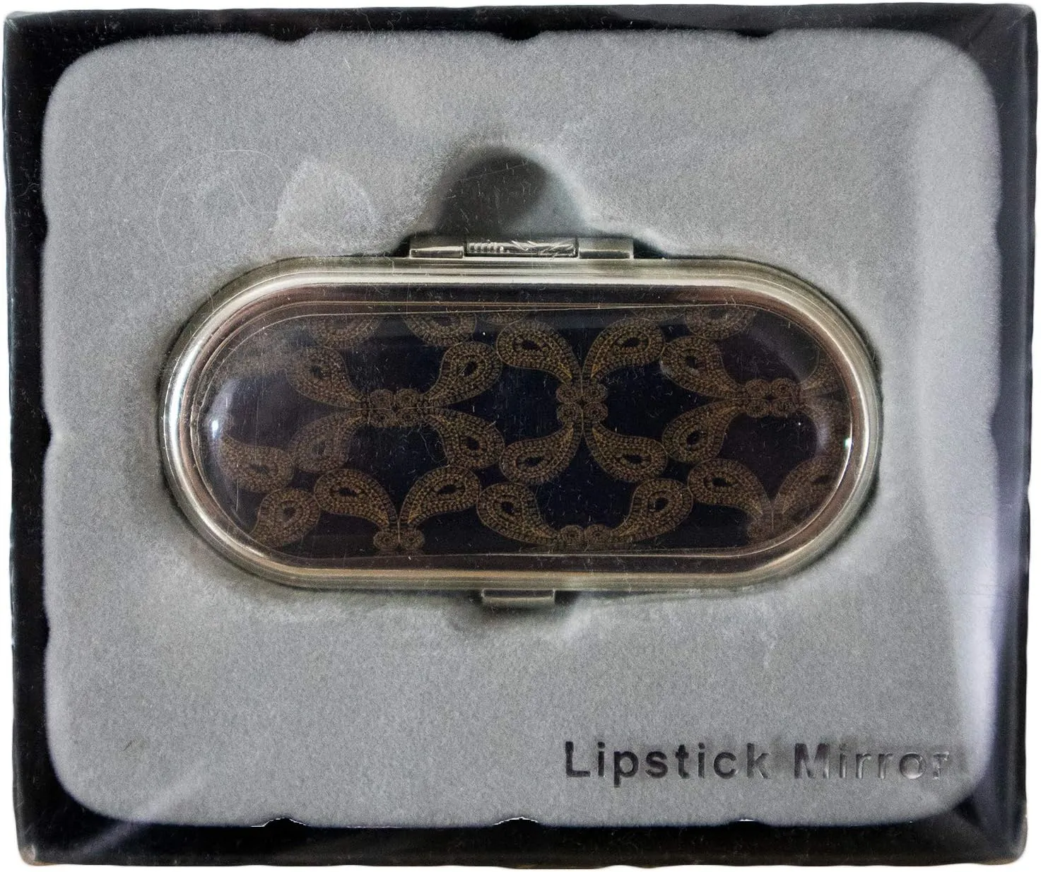 Stephanie Imports Set of 2 Clip-On Round Lipstick Mirrors (Black Paisley)
