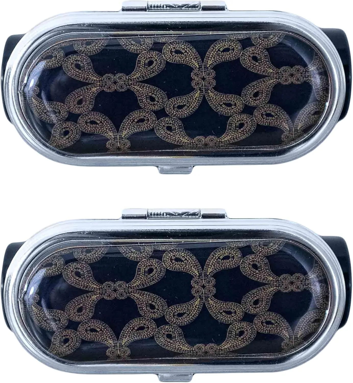 Stephanie Imports Set of 2 Clip-On Round Lipstick Mirrors (Black Paisley)