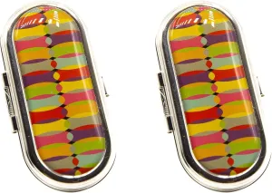 Stephanie Imports Set of 2 Clip-On Round Lipstick Mirrors (Retro Color Bend)