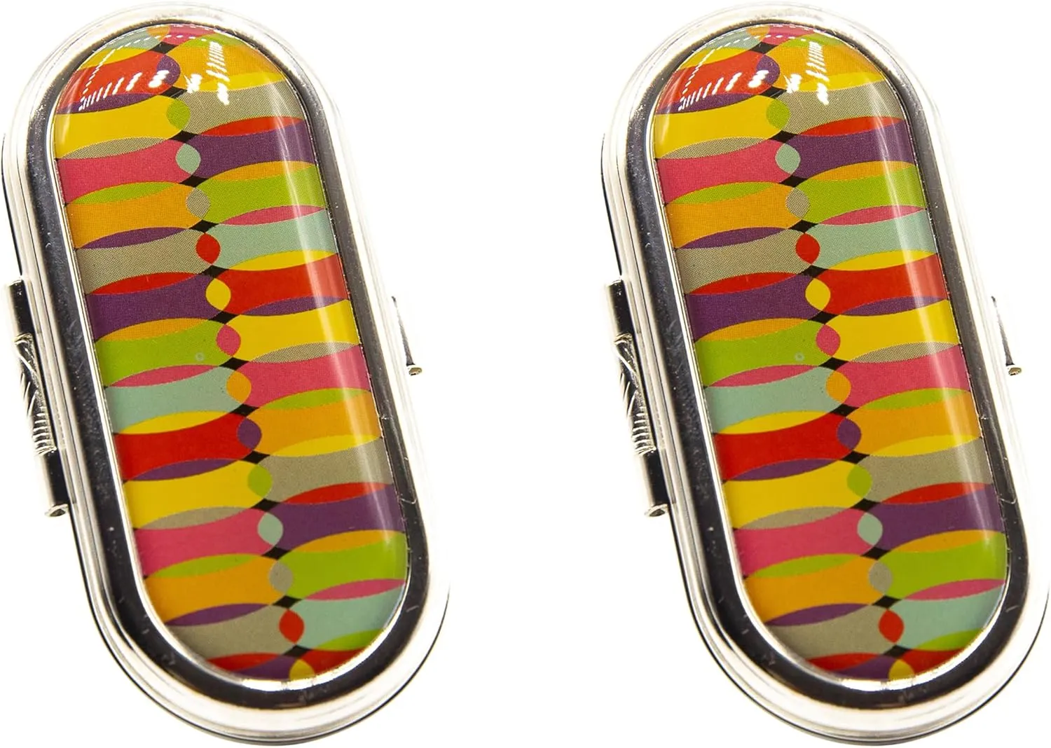 Stephanie Imports Set of 2 Clip-On Round Lipstick Mirrors (Retro Color Bend)