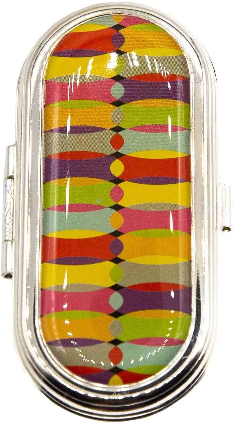 Stephanie Imports Set of 2 Clip-On Round Lipstick Mirrors (Retro Color Bend)