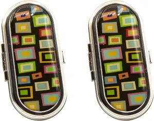 Stephanie Imports Set of 2 Clip-On Round Lipstick Mirrors (Retro Squares)