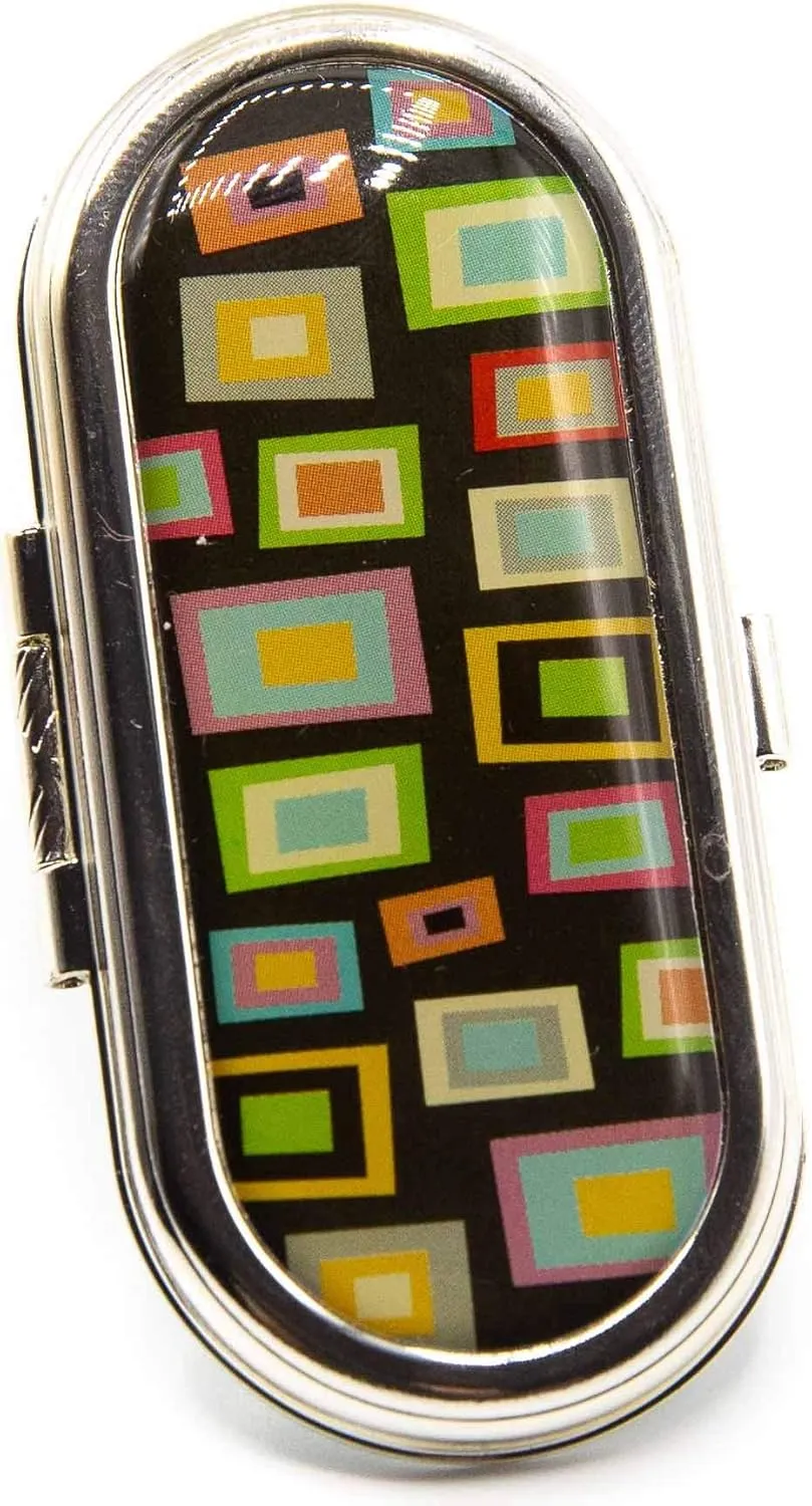 Stephanie Imports Set of 2 Clip-On Round Lipstick Mirrors (Retro Squares)