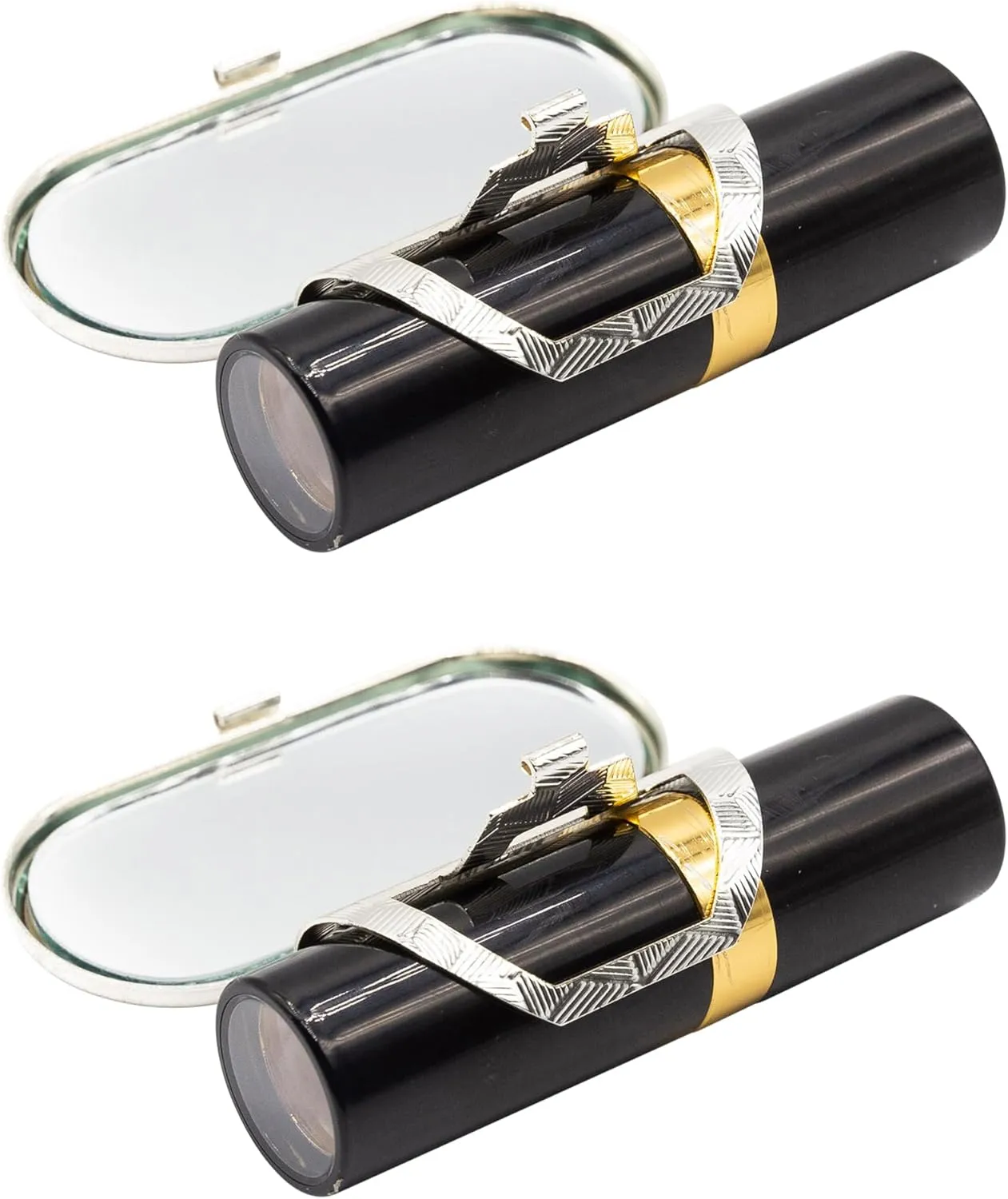Stephanie Imports Set of 2 Clip-On Round Lipstick Mirrors (Retro Squares)
