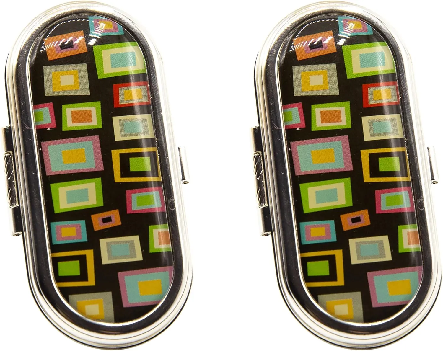 Stephanie Imports Set of 2 Clip-On Round Lipstick Mirrors (Retro Squares)