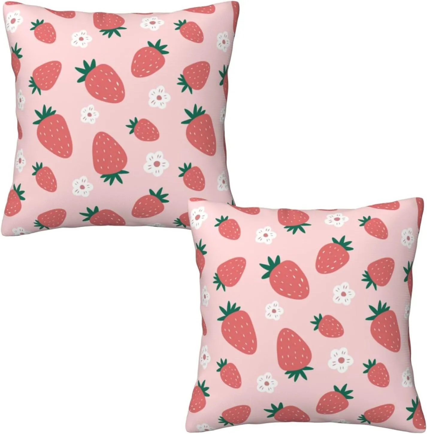 Strawberry Throw Pillow Cover 18x18 in Set of 2 Cushion Farmhouse Pillow Covers Soft Pillow Cases Decor for Couch Sofa Living Room Bedroom Outdoor Home