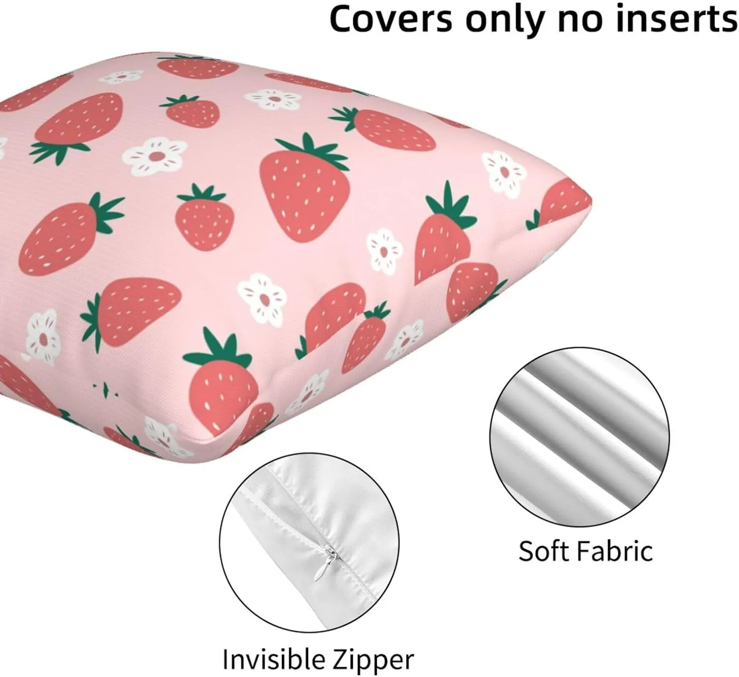 Strawberry Throw Pillow Cover 18x18 in Set of 2 Cushion Farmhouse Pillow Covers Soft Pillow Cases Decor for Couch Sofa Living Room Bedroom Outdoor Home