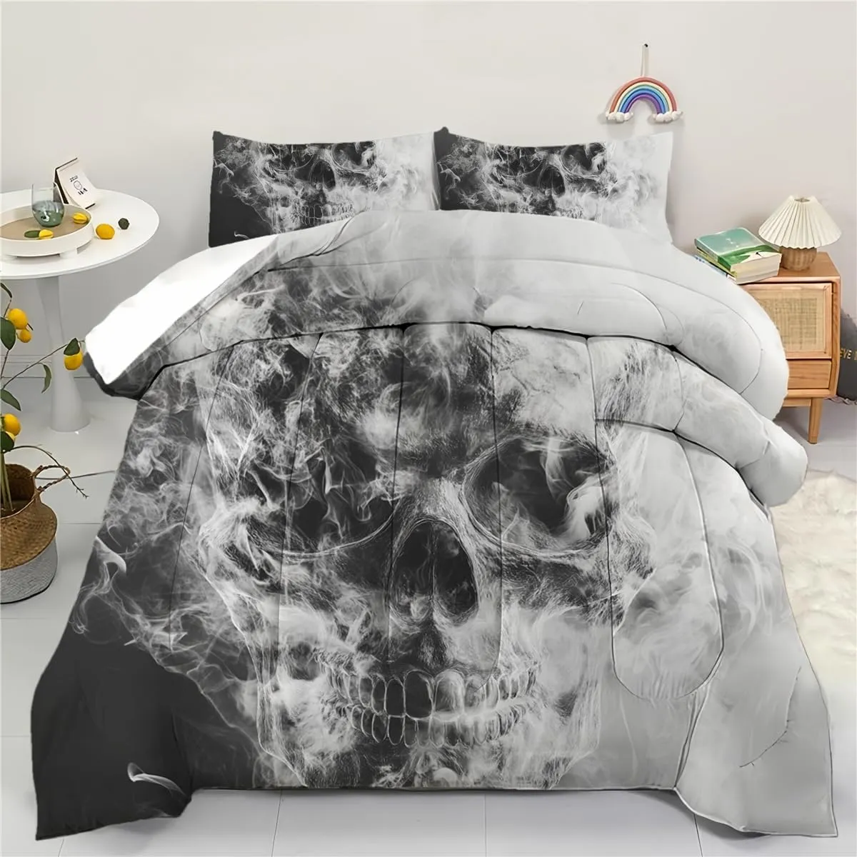 Stream Comforter Set King, The River Running Through A Forest with Mossy Trees Landscape Theme Bedding Quilt Set Bedroom Collection, 1 Comforter   2 Pillow Cases(Stream, King)