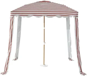 Striped Beach Cabana, 6.5FT × 6.5FT UPF 50  Sun Shelter with Silver Coating, Easy Setup & Portable Beach Canopy with Vent, Wind Resistant with Sand Pockets (Garnet)