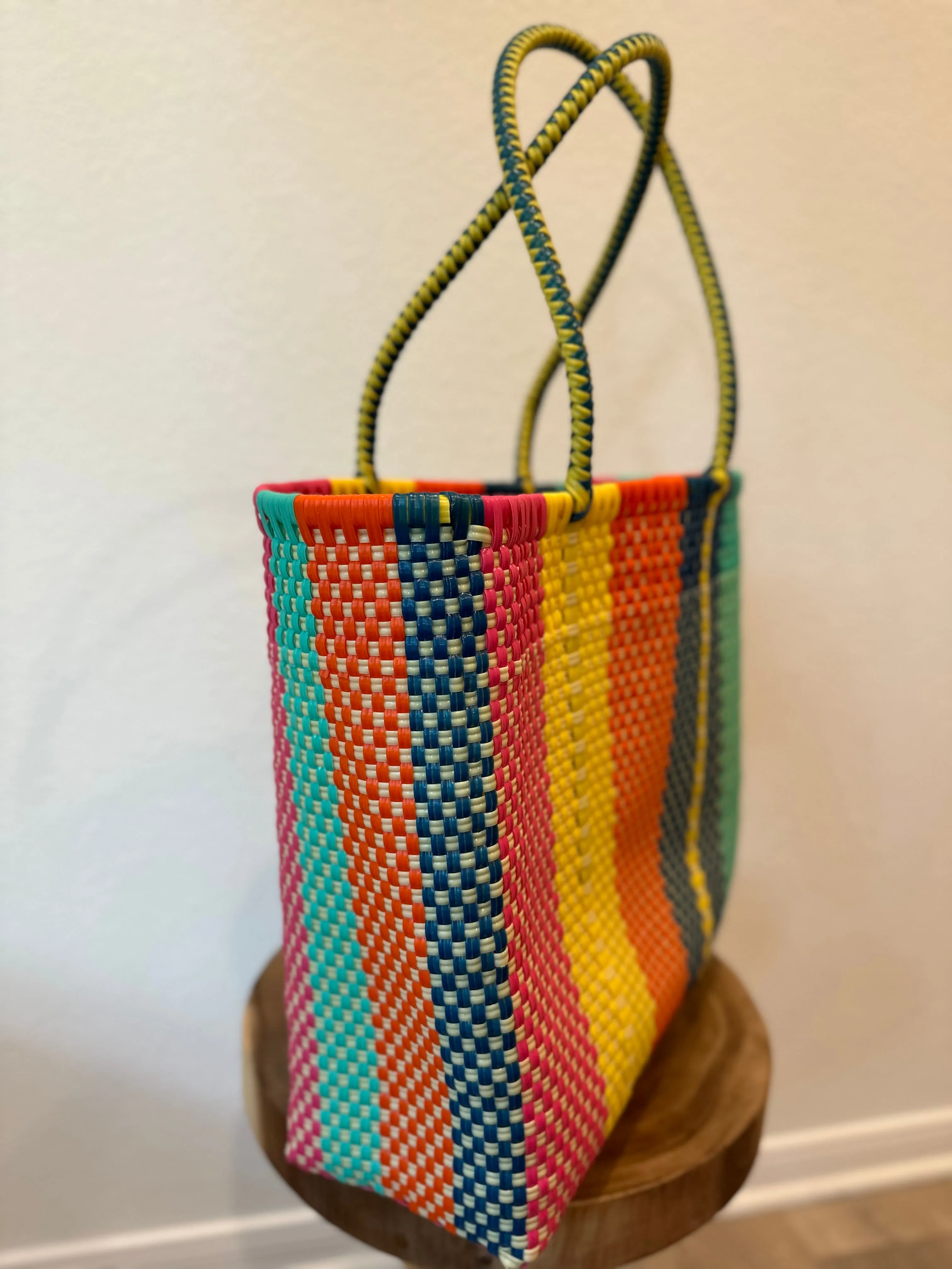 Striped Multicolor Woven Tote