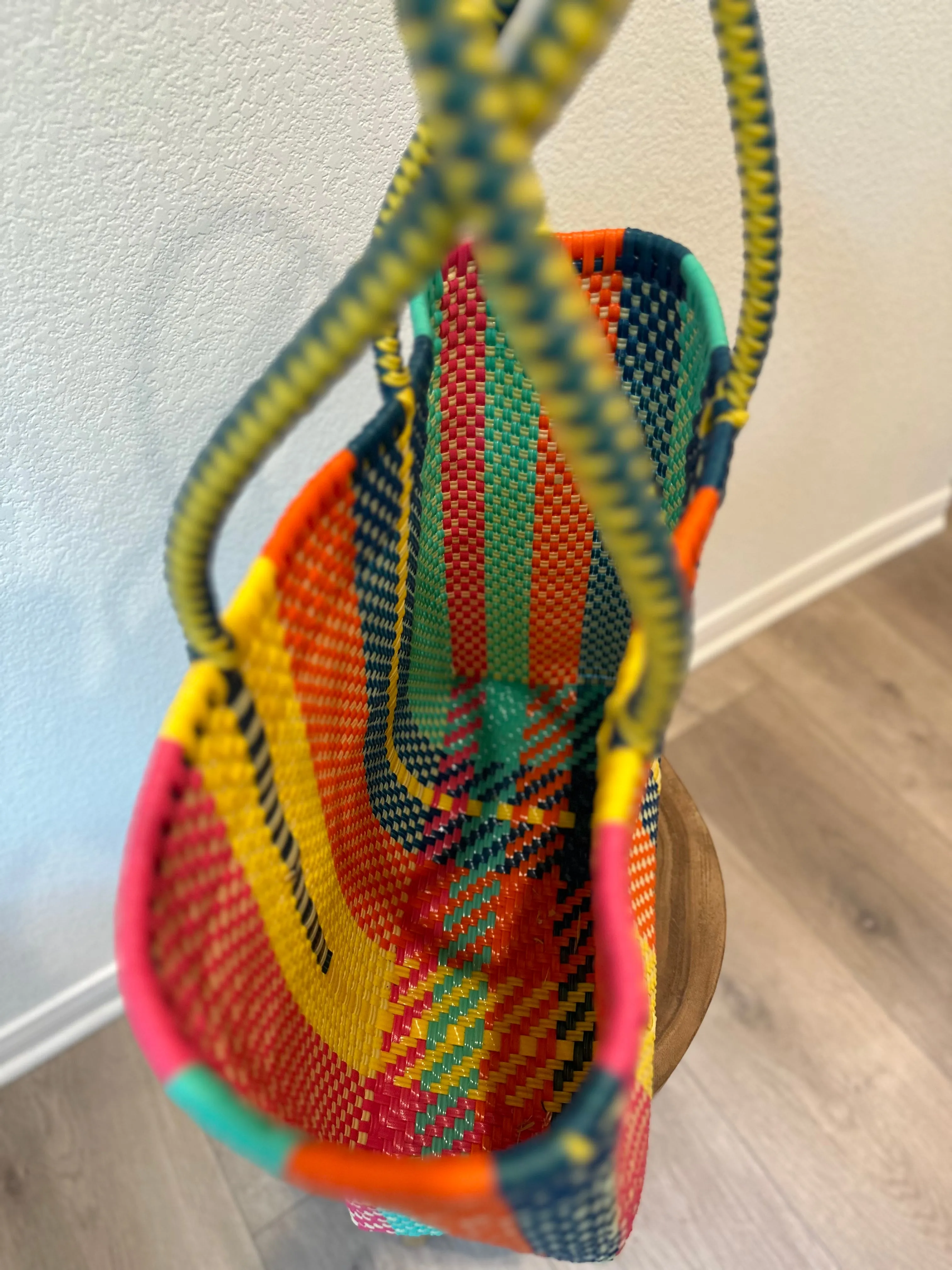 Striped Multicolor Woven Tote