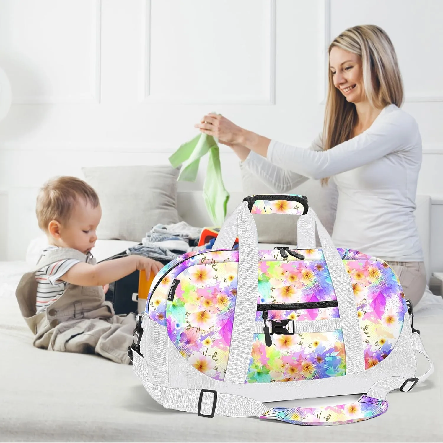 Stumdo Kids Overnighter Duffel Bags for kids, Carry-On Size & Ideal for School Practice or Overnight Travel Weekender Tote for Travel Gym Sport bag for Boys & Girls (11-fhua)