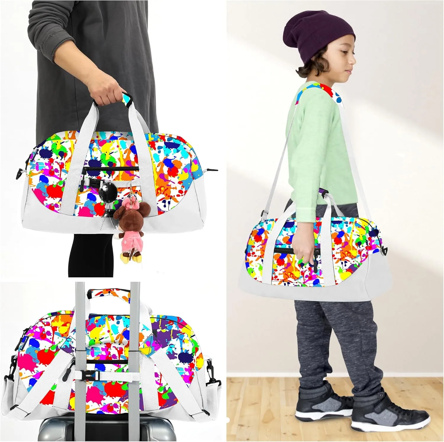 Stumdo Kids Overnighter Duffel Bags for kids, Carry-On Size & Ideal for School Practice or Overnight Travel Weekender Tote for Travel Gym Sport bag for Boys & Girls (11-wcai)