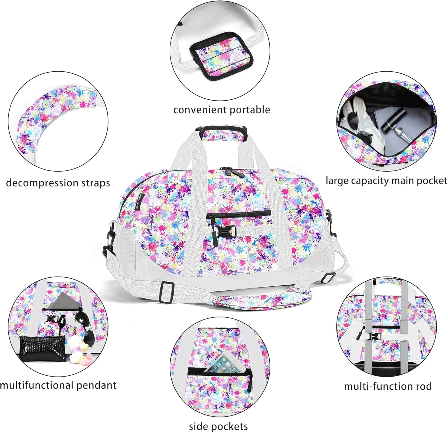 Stumdo Kids Overnighter Duffel Bags for kids, Carry-On Size & Ideal for School Practice or Overnight Travel Weekender Tote for Travel Gym Sport bag for Boys & Girls (11chua)