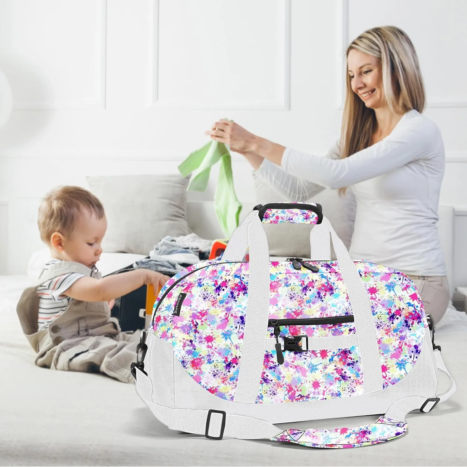 Stumdo Kids Overnighter Duffel Bags for kids, Carry-On Size & Ideal for School Practice or Overnight Travel Weekender Tote for Travel Gym Sport bag for Boys & Girls (11chua)