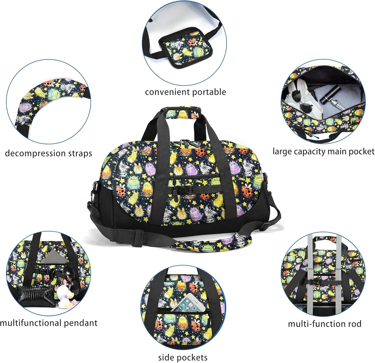 Stumdo Kids Overnighter Duffel Bags for kids, Carry-On Size & Ideal for School Practice or Overnight Travel Weekender Tote for Travel Gym Sport bag for Boys & Girls (11gshou)