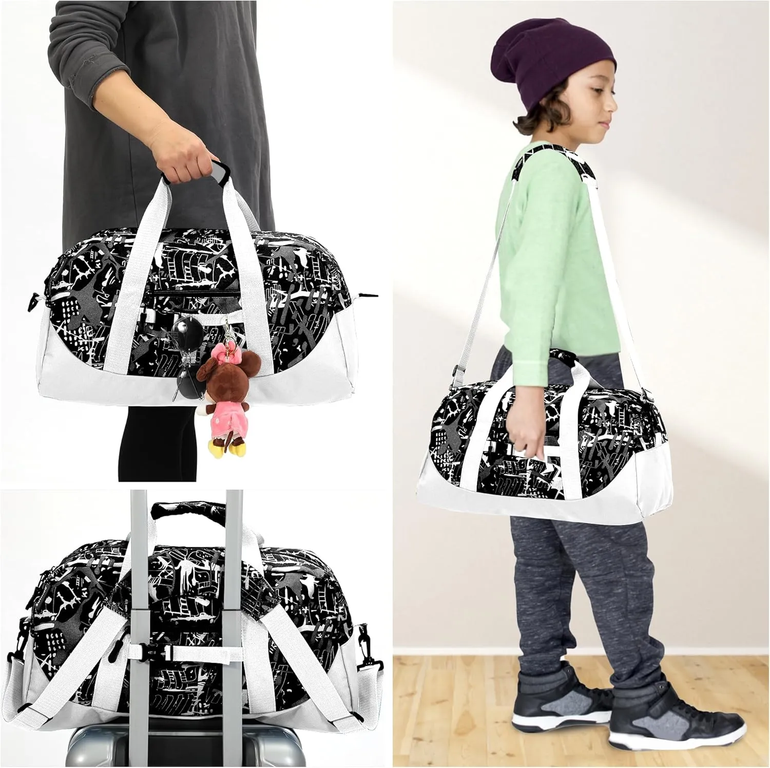 Stumdo Kids Overnighter Duffel Bags for kids, Carry-On Size & Ideal for School Practice or Overnight Travel Weekender Tote for Travel Gym Sport bag for Boys & Girls (11tybaibai)