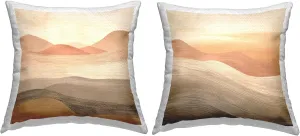 Stupell Industries Flowing Desert Dunes Design by Irena Orlov (Set of 2) Outdoor Printed Throw Pillow, 18 x 7 x 18, Tan 2 Count