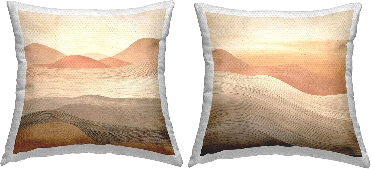Stupell Industries Flowing Desert Dunes Design by Irena Orlov (Set of 2) Outdoor Printed Throw Pillow, 18 x 7 x 18, Tan 2 Count