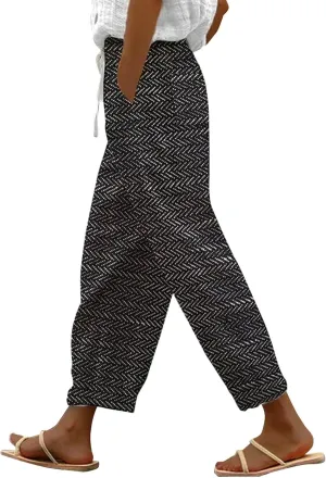 Summer Capri Pants for Women 2024 Casual Pants Womens Linen Summer Capri Pants 2024 Striped Linen Pants Women Linen