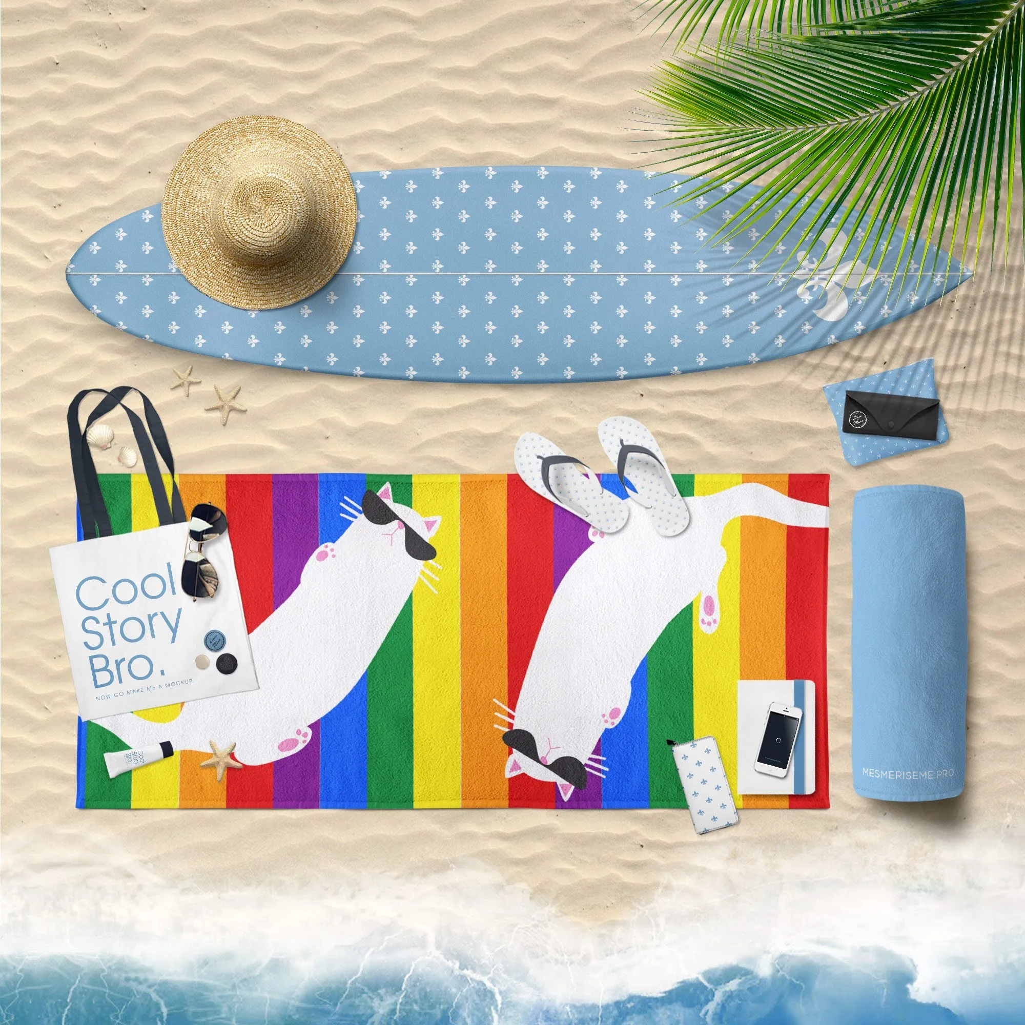 Summer Cat 'Rainbow' Versatile Lightweight Towel