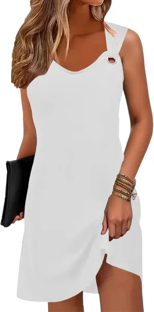 Summer Dresses for Women 2025 Sundresses Sleeveless Beach Swimsuit Cover Ups Spring Casual Loose Tank Tshirt Sun Dress