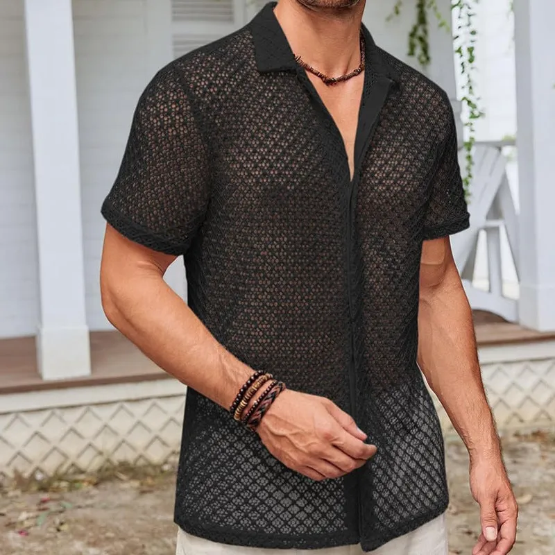 Summer Mesh Short Sleeve Shirt : ROSELUNE🌺