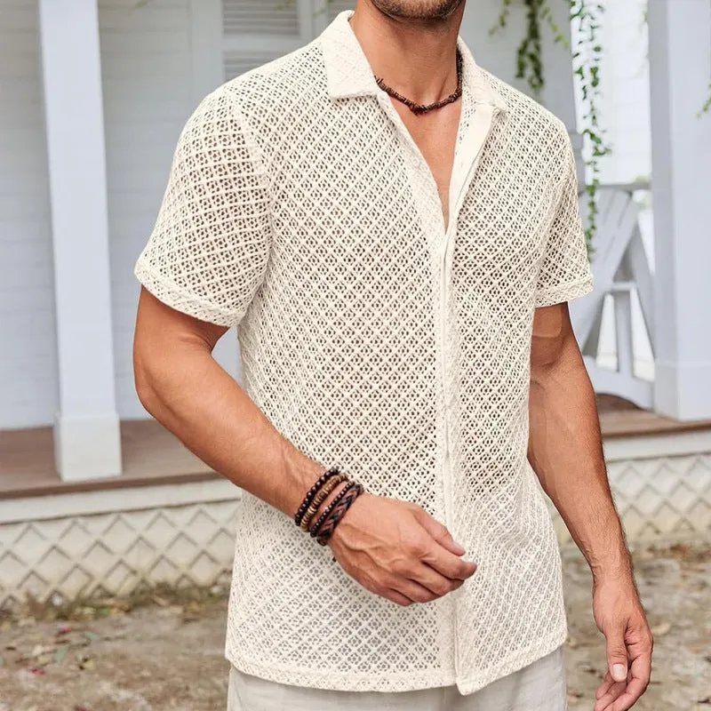 Summer Mesh Short Sleeve Shirt : ROSELUNE🌺