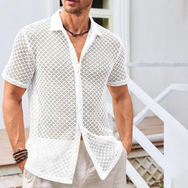 Summer Mesh Short Sleeve Shirt : ROSELUNE🌺