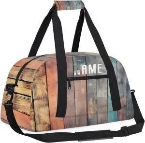 Summer Wood Planks Kids Overnight Bags Personalized Weekender Travel Duffle Bag for Teens,Boys Gym Carry On Maletas Para Niños,Customized Gymnastics Dance Ballet Tote for Girls
