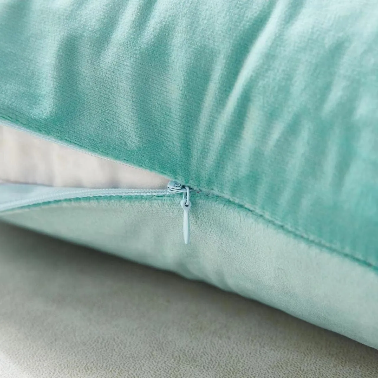 Sunday Praise Aqua Velvet Pillow Covers 20x20 Inch Soft Solid Square Decorative Throw Pillow Cases for Sofa Couch Bed Chair,Pack of 2