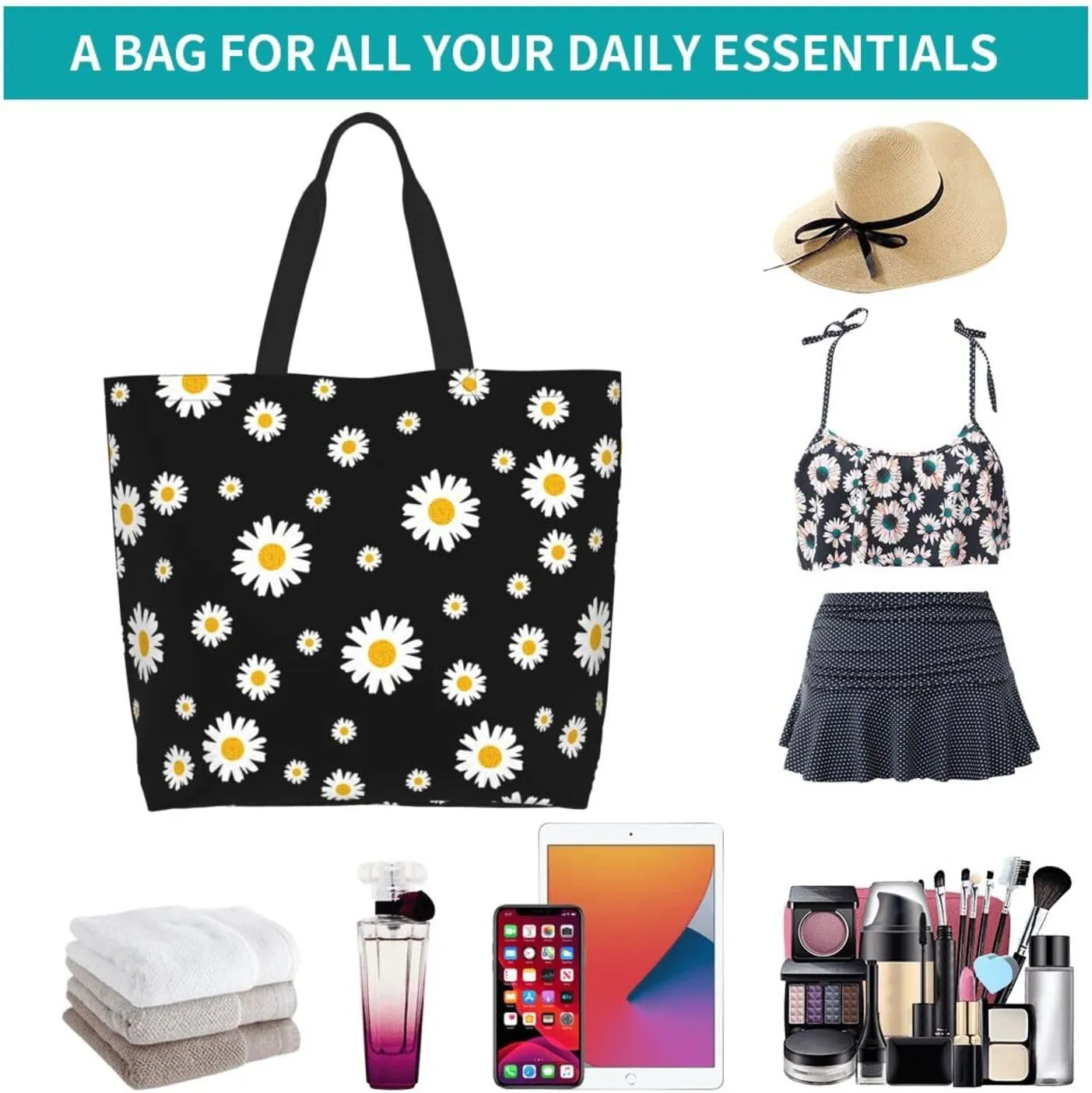 Sunflower Tote Bag For Women, Waterproof Shoulder Bags Big Reusable Grocery Handbag For Shopping Picnic Work Beach