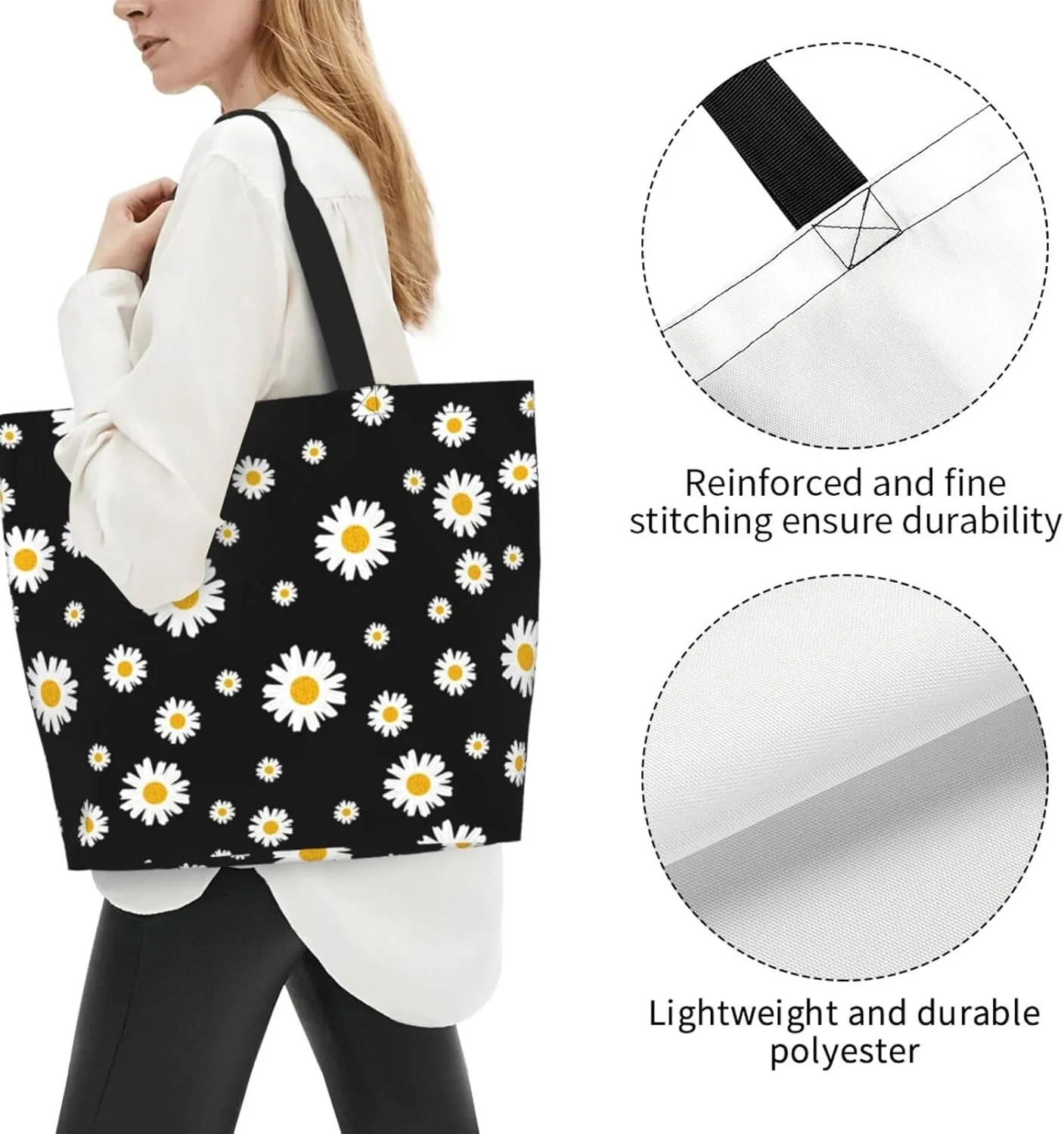 Sunflower Tote Bag For Women, Waterproof Shoulder Bags Big Reusable Grocery Handbag For Shopping Picnic Work Beach