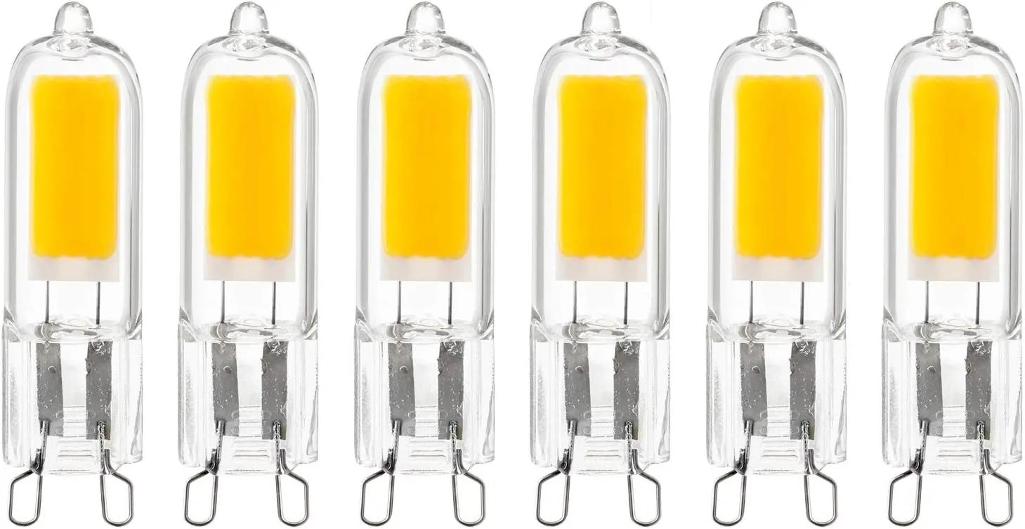 Sunlite LED G9 Bi-Pin Base Light Bulb, 2 Watt (25W Halogen Equivalent), 200 Lumen, Non-Dimmable, 5000K Daylight, 6 Pack
