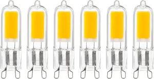 Sunlite LED G9 Bi-Pin Base Light Bulb, 2 Watt (25W Halogen Equivalent), 200 Lumen, Non-Dimmable, 5000K Daylight, 6 Pack