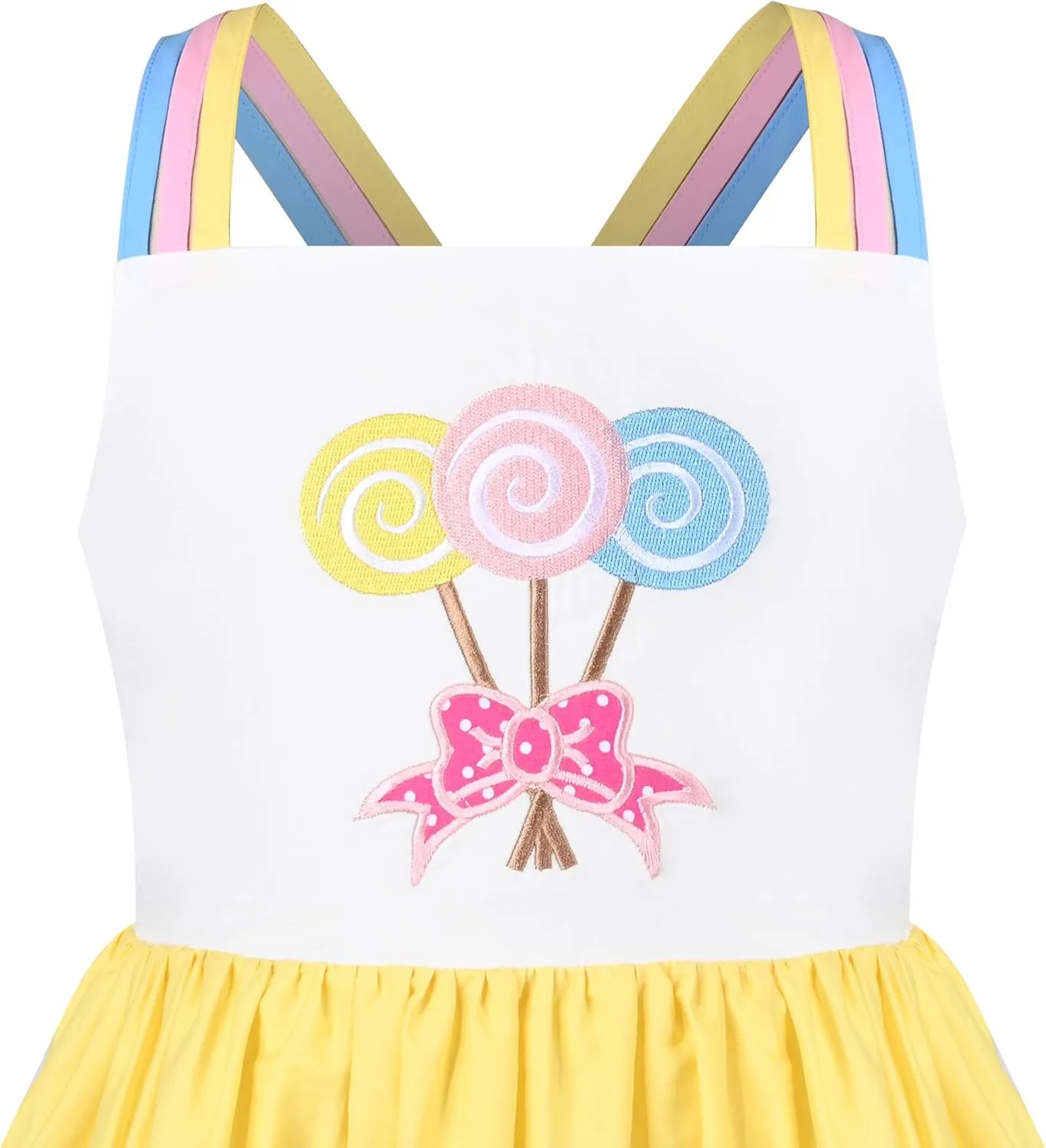 Sunny Fashion Girls Dress Ice Cream Rainbow Striped Suspender Sleeveless